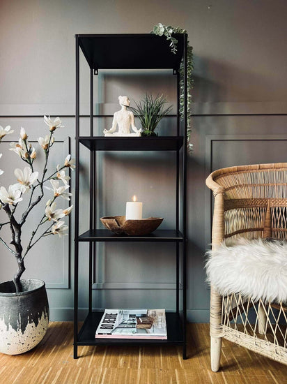 Reol i sort metal - 130cm - VIAMAJA.DK