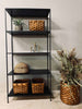 Reol – Svart jern med trehyller – 80x36x170 cm