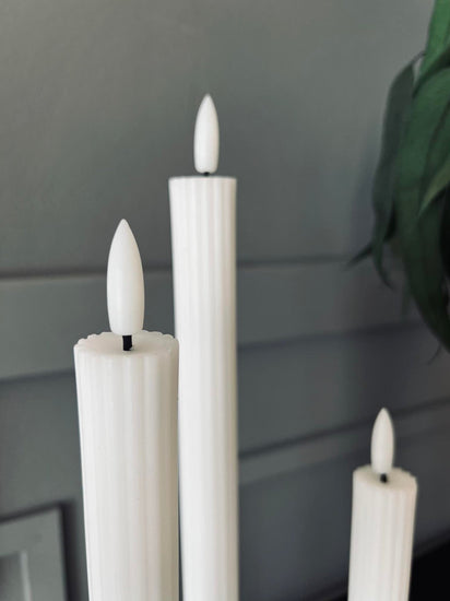 Rillet Stagelys H 22,5cm - 3 stk med timerfunktion - VIAMAJA.DK