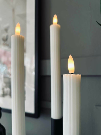 Rillet Stagelys H 22,5cm - 3 stk med timerfunktion - VIAMAJA.DK