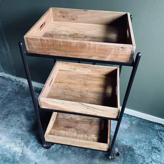 Rullevogn med 3 bakker - Industrielt design - VIAMAJA.DK