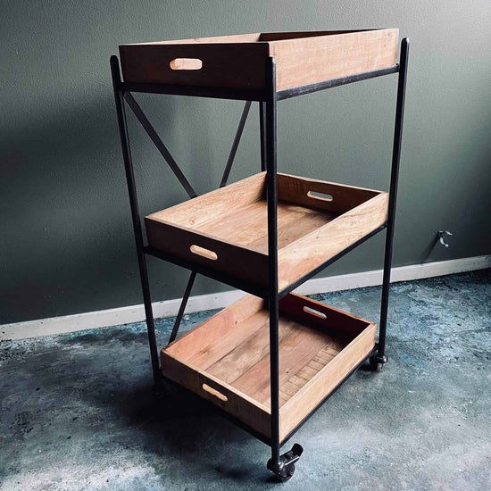 Rullevogn med 3 bakker - Industrielt design - VIAMAJA.DK