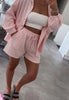 Sett med vaffelskjorte og shorts – Rose bomull