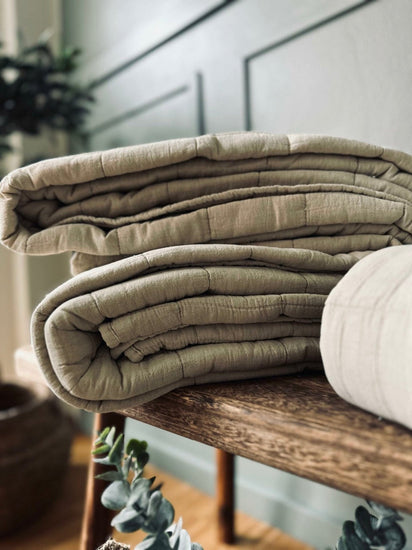 Sengetæppe STONE-WASHED Quilt – Nature - VIAMAJA.DK