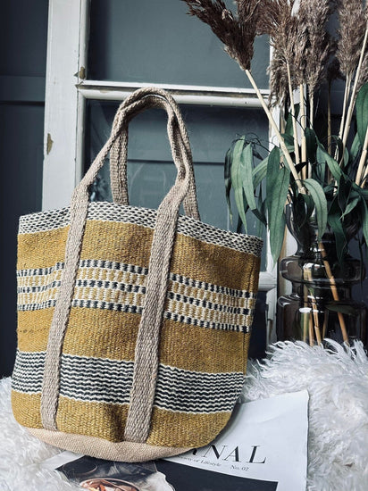 Shopper i kraftig Jute - Sennep - VIAMAJA.DK