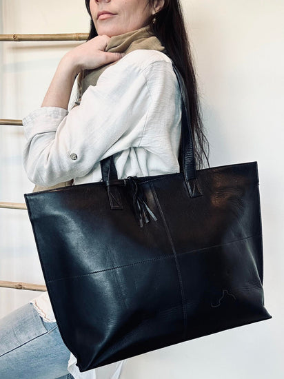 Shopper Jessie black leather – Letvægt - VIAMAJA.DK