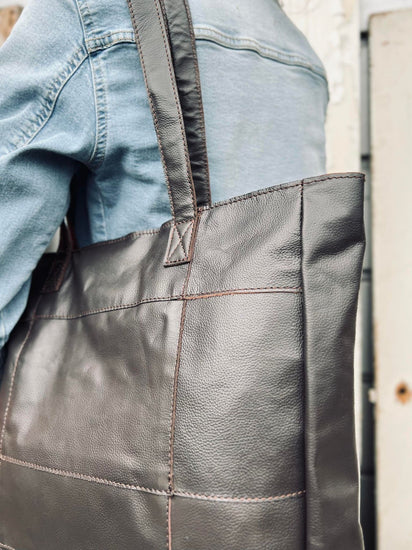 Shopper PATCHWORK - Dark walnut - VIAMAJA.DK