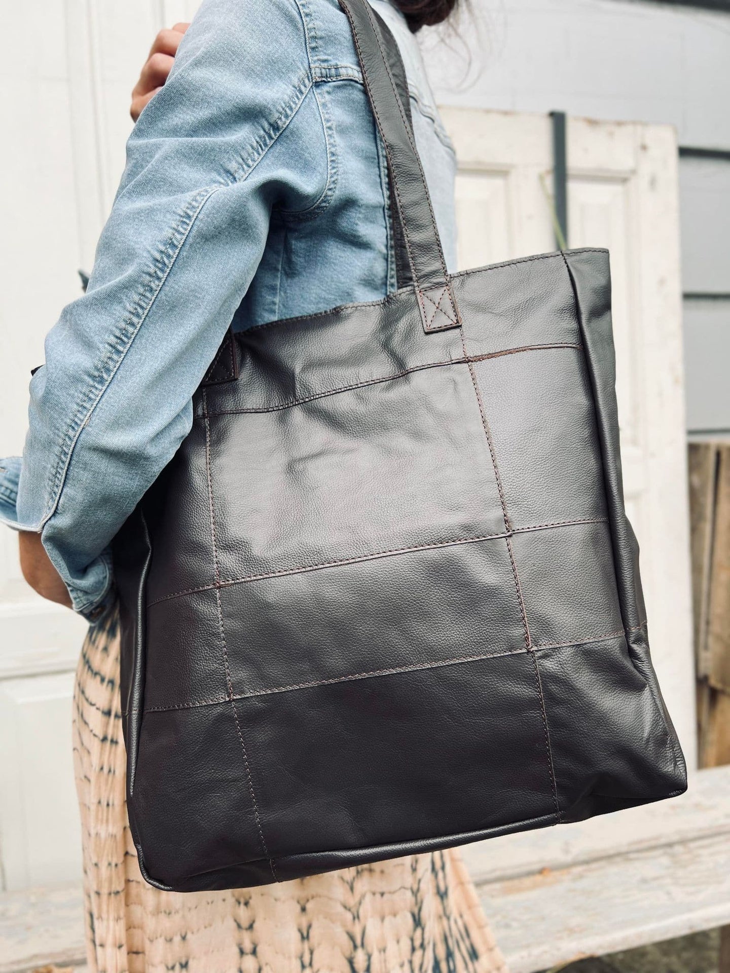 Shopper PATCHWORK - Dark walnut - VIAMAJA.DK