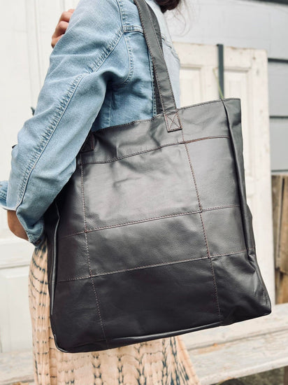 Shopper PATCHWORK - Dark walnut - VIAMAJA.DK