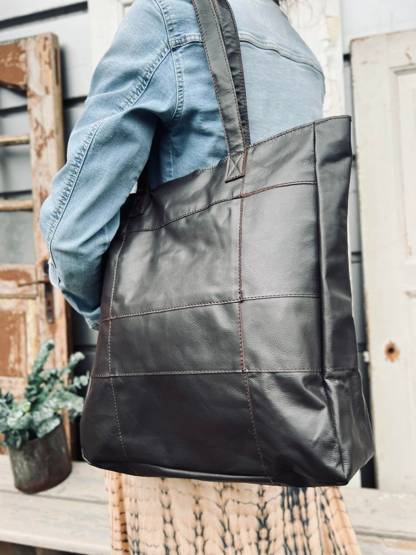 Shopper PATCHWORK - Dark walnut - VIAMAJA.DK