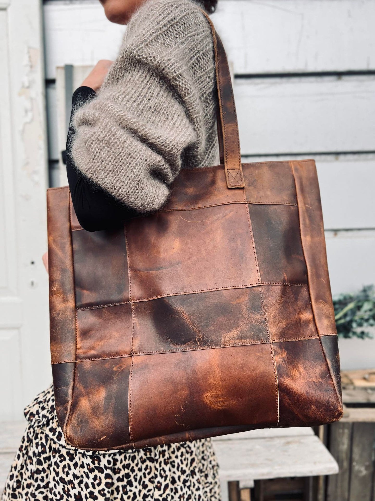 Shopper PATCHWORK - Dark walnut DELUXE - VIAMAJA.DK