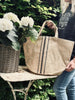 Shopper / strandveske - Jute med stripe