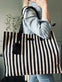 Shopper STRIBE Canvas Big - VIAMAJA.DK
