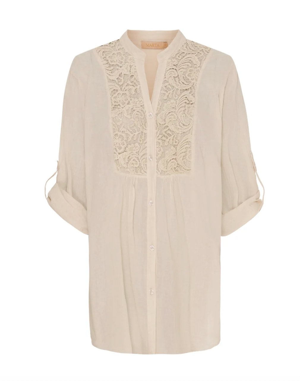 Skjorte Celina med broderi – Beige - VIAMAJA.DK