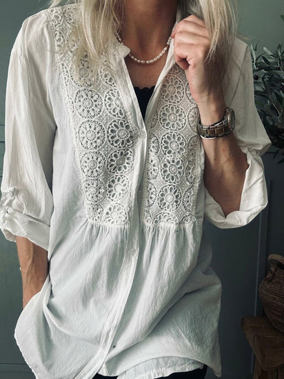 Skjorte Celina med broderi – White - VIAMAJA.DK