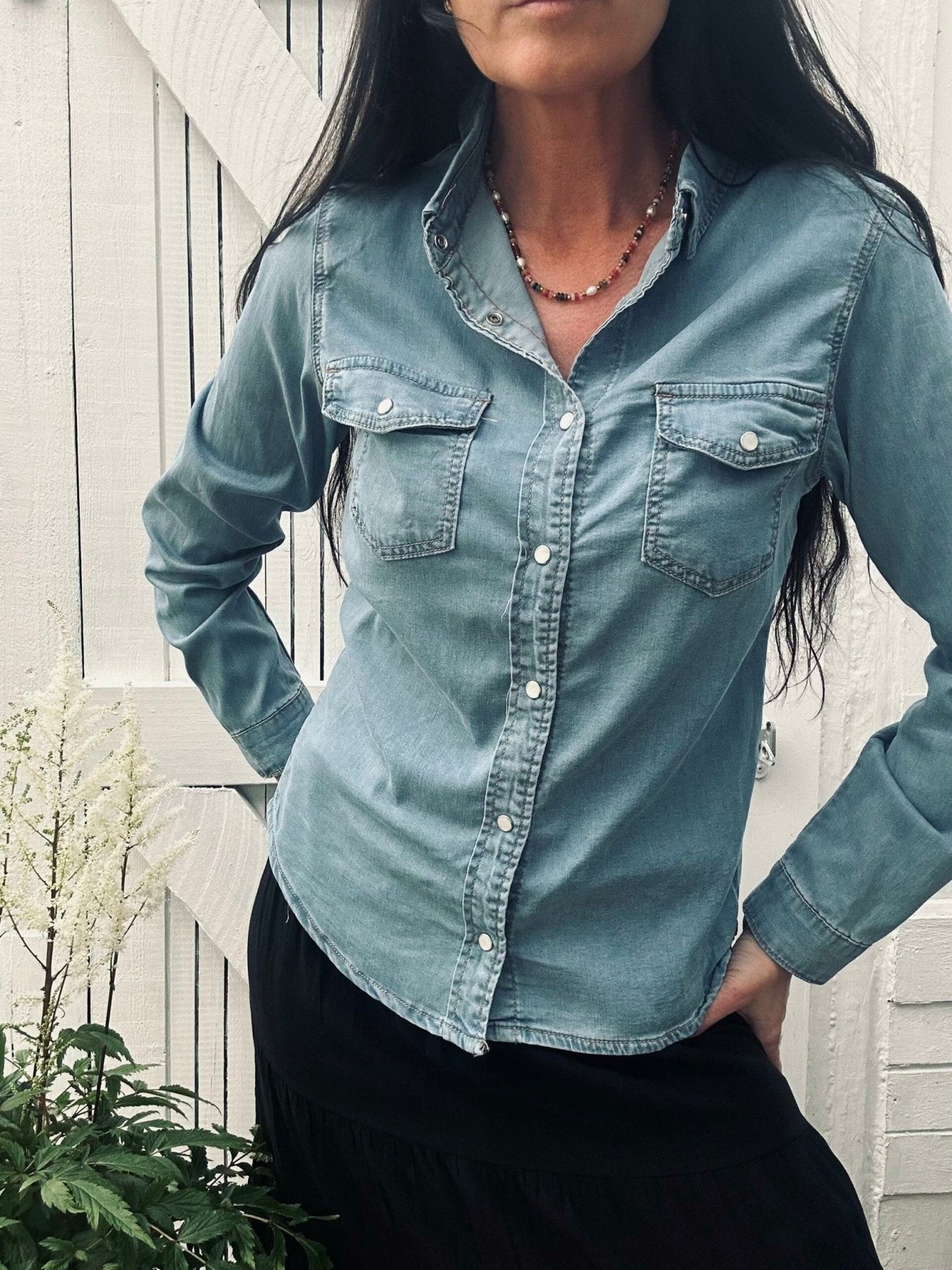 Skjorte Denim med stretch - VIAMAJA.DK