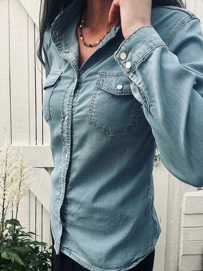 Skjorte Denim med stretch - VIAMAJA.DK