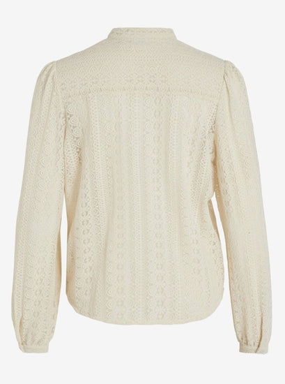 Skjorte med blonde Off - white - VIAMAJA.DK