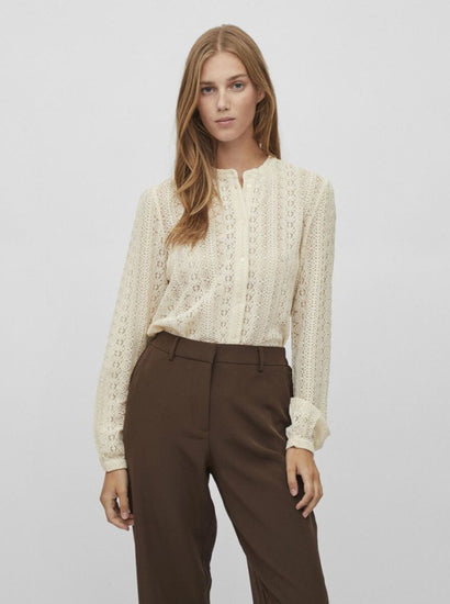 Skjorte med blonde Off - white - VIAMAJA.DK