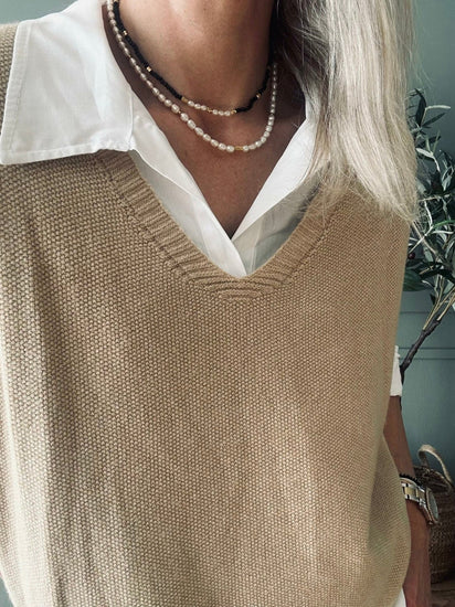 Skjorte med vest – Onesize Norah beige - VIAMAJA.DK