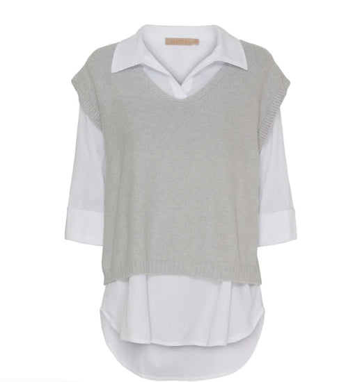 Skjorte med vest – Onesize Norah grey - VIAMAJA.DK