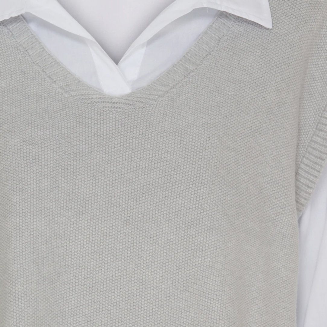 Skjorte med vest – Onesize Norah grey - VIAMAJA.DK