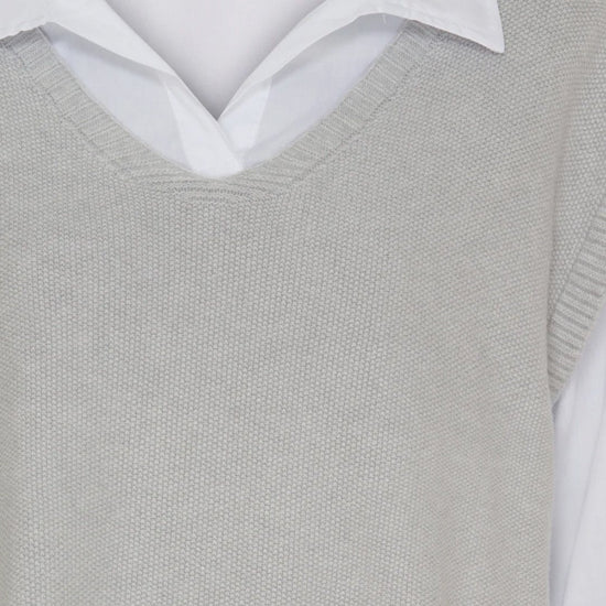 Skjorte med vest – Onesize Norah grey - VIAMAJA.DK