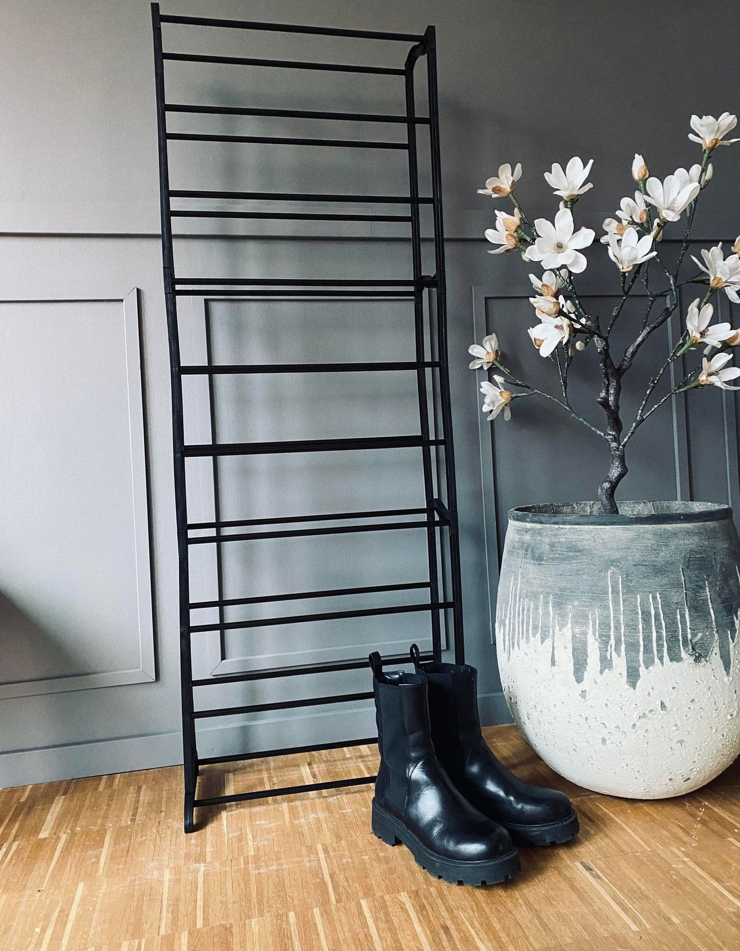 Skoreol med 10 hylder - Sort plast - VIAMAJA.DK