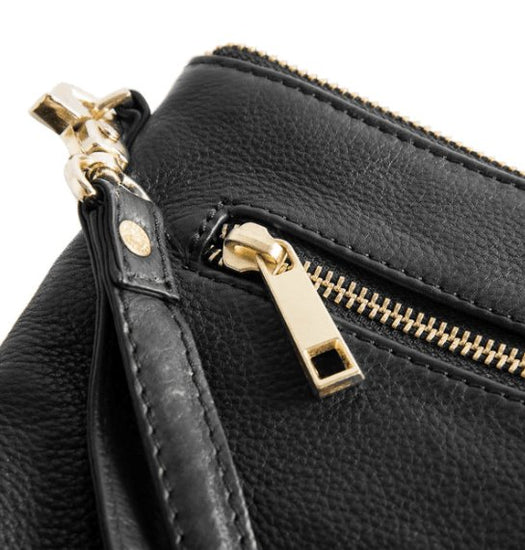 Smuk læder clutch - LADY black / gold - VIAMAJA.DK