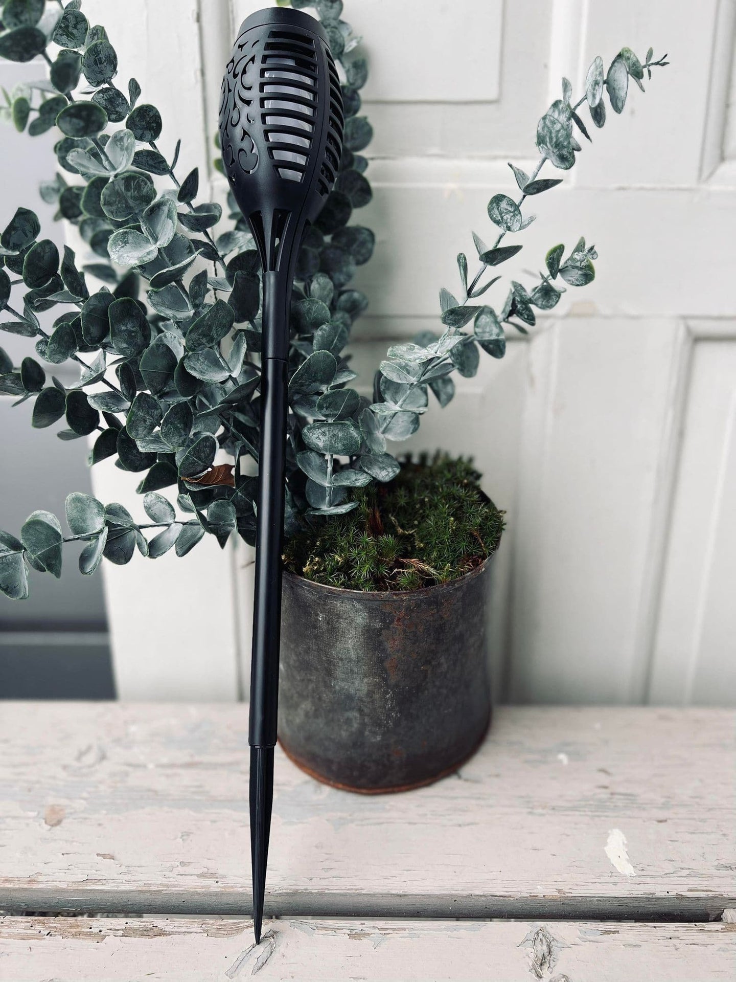 Solcelle fakkel - Sort med mønster H 51cm - VIAMAJA.DK