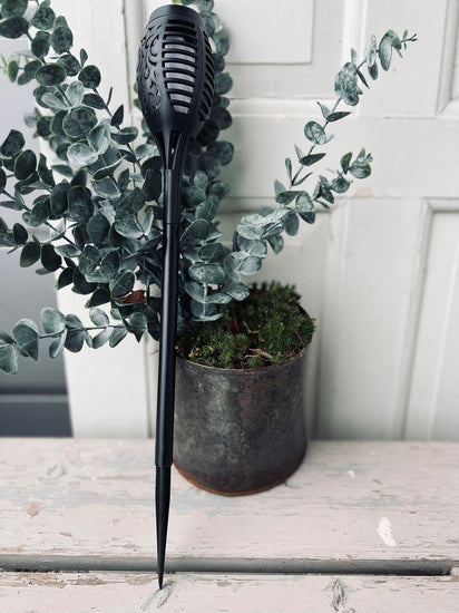 Solcelle fakkel - Sort med mønster H 51cm - Tilbud 2 stk - VIAMAJA.DK