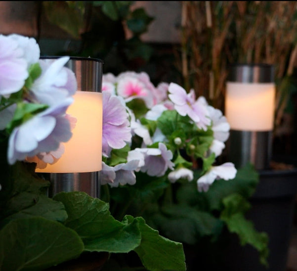 Solcelle lampe i stål - 4 stk - VIAMAJA.DK