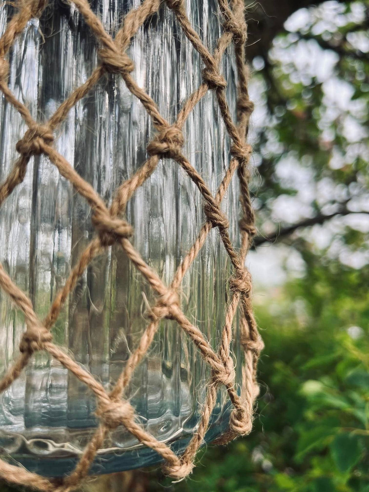 Solcelle lanterne - Glas og jute - VIAMAJA.DK