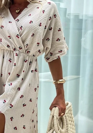 Sommerkjole Cherry beige - VIAMAJA.DK