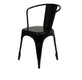 Spisebordsstol med armlæn- blank sort pulverlakeret - VIAMAJA.DK