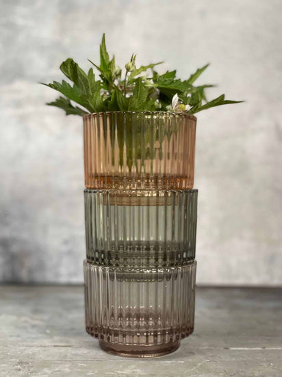 Stort glas til fyrfadslys coral sand - VIAMAJA.DK
