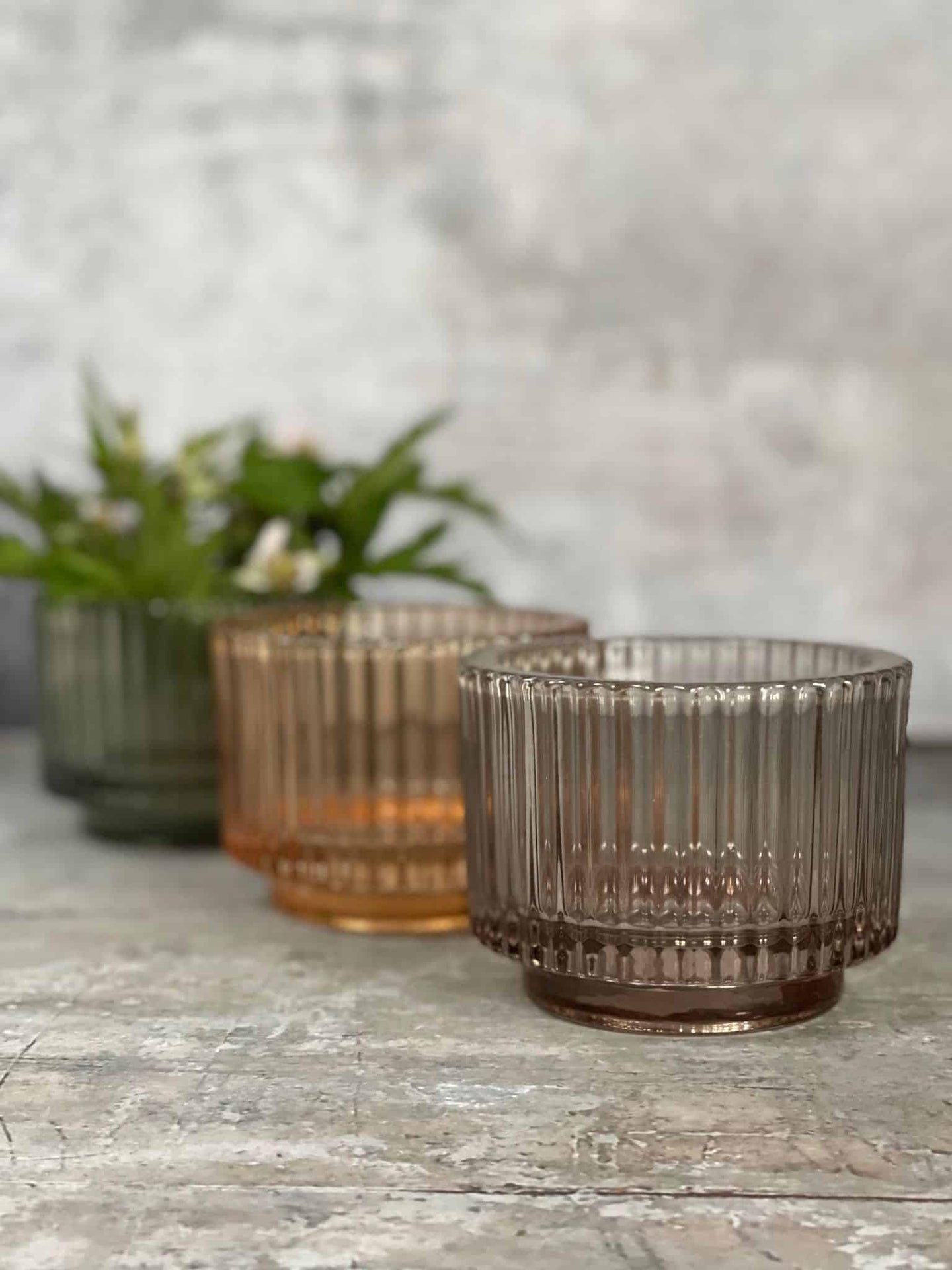 Stort glas til fyrfadslys coral sand - VIAMAJA.DK
