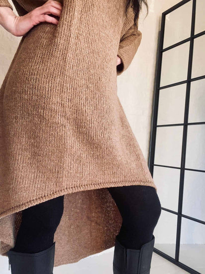 Strik kjole Cozy – Camel - VIAMAJA.DK