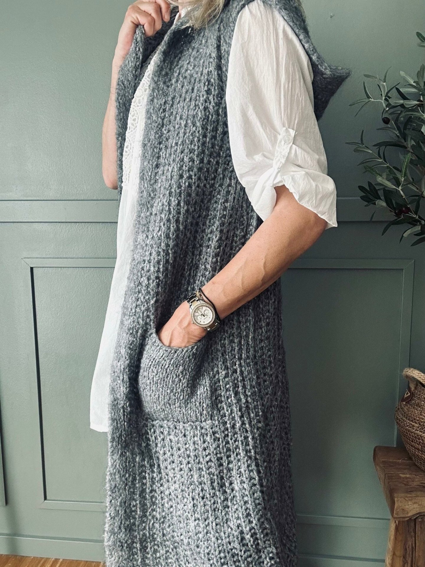 Strikket vest – Mohair mix - VIAMAJA.DK
