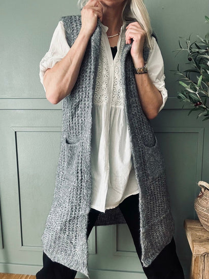 Strikket vest – Mohair mix - VIAMAJA.DK