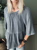Sommerbluse i linmix - Blue