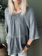 Summerbluse i hør mix - Blue - VIAMAJA.DK