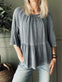 Summerbluse i hør mix - Blue - VIAMAJA.DK