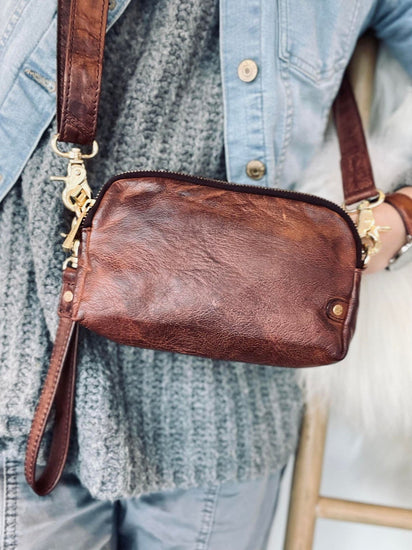 Taske / clutch - RIMA - Lækker Brandy skind - VIAMAJA.DK
