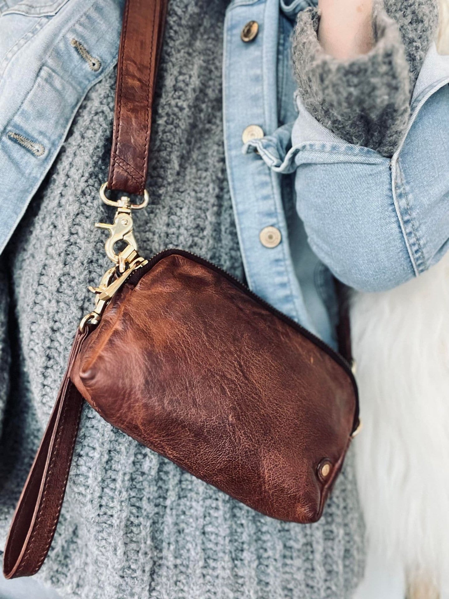Taske / clutch - RIMA - Lækker Brandy skind - VIAMAJA.DK