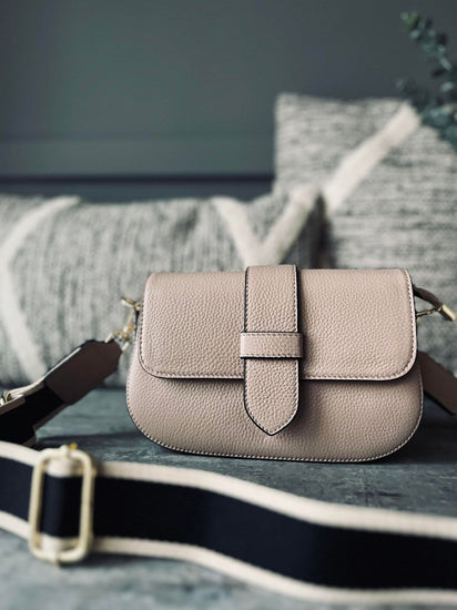 Taske NIMA med lux rem - Beige læder - VIAMAJA.DK