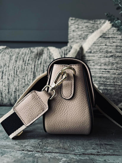 Taske NIMA med lux rem - Beige læder - VIAMAJA.DK