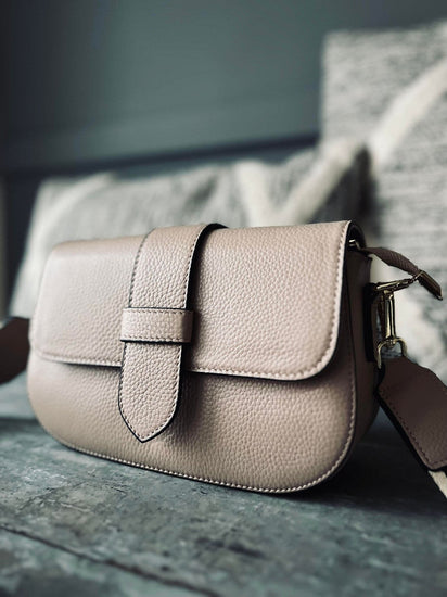 Taske NIMA med lux rem - Beige læder - VIAMAJA.DK