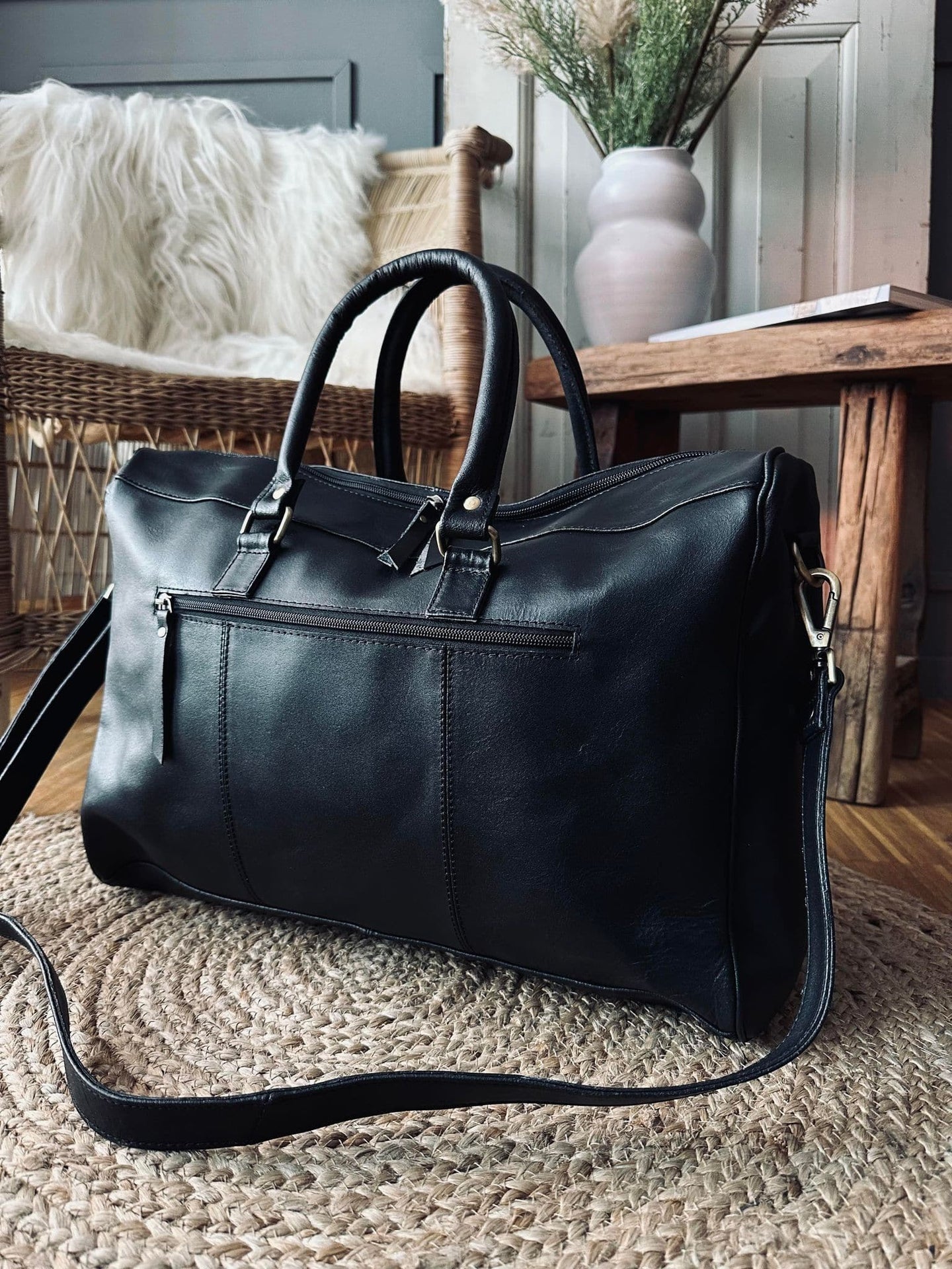 Taske Spencer - Black leather - VIAMAJA.DK