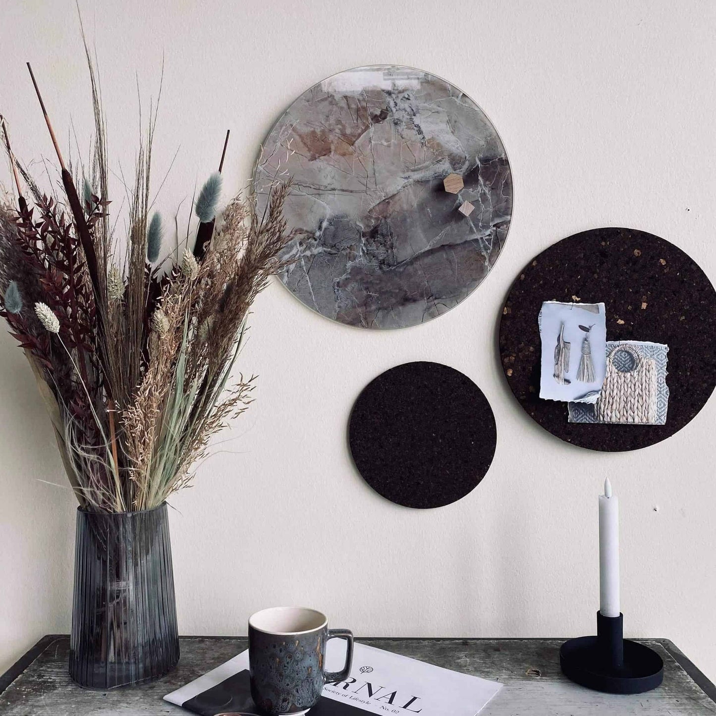 Tavle magnetisk Ø35 Beige marmor - VIAMAJA.DK